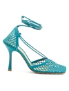 Bottega Veneta Stretch Square-toe Ankle-strap Mesh Pumps In 4484 Blaster