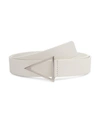 Bottega Veneta Triangle-buckle Leather Belt In Bianco