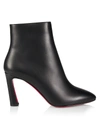Christian Louboutin So Eleonor Leather Red Sole Booties In Black