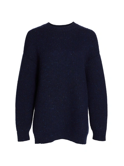 Marina Moscone Donegal-knit Oversized Sweater In Navy