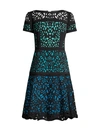 Shani Laser-cut Colorblocked Crepe Dress In Black