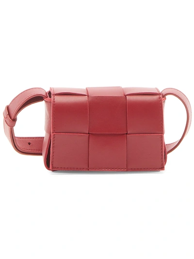 Bottega Veneta Candy Cassette Crossbody Bag In Dark Red Gold
