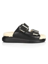 Alexander Mcqueen Shearling-lined Leather Exaggerated-sole Sandals In Multi-colored