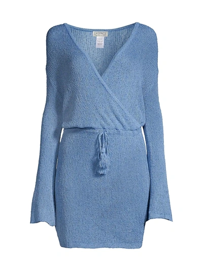 L*space Topanga Long Sleeve Cover-up Sweater Dress In Cornflower