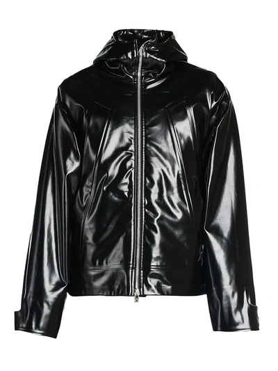 Bottega Veneta Rubber Coated Zip-up Jacket In Black