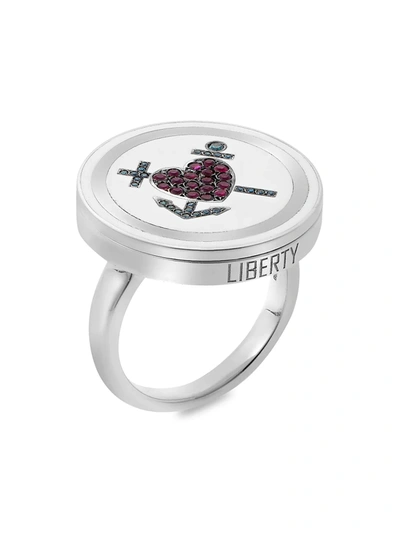 Ileana Makri Women's Liberty 18k White Gold, Blue Diamond & Ruby Kastellorizo Ring