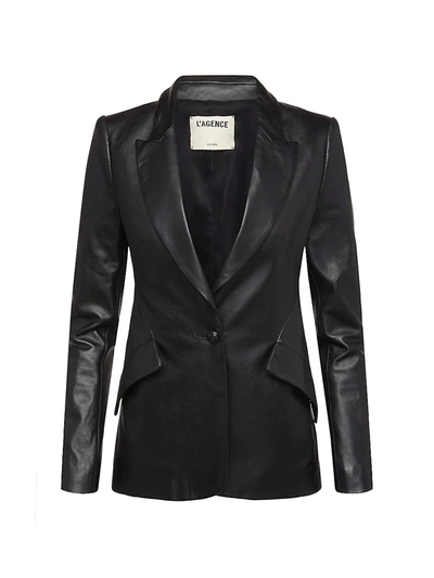 L'agence Chamberlain Leather Blazer In Black