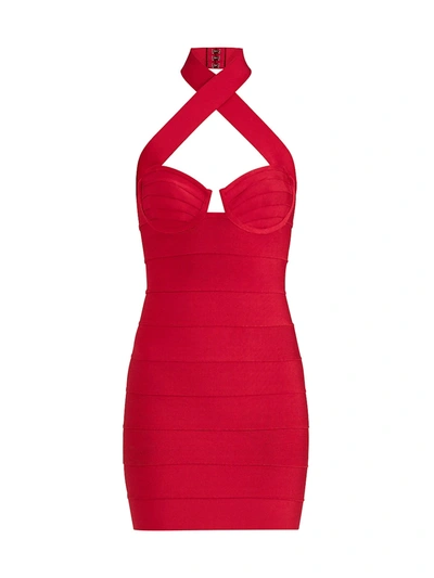 strapless open back dress Women's Stretch Lace Turtleneck Maxi Dress by Naked Wardrobe, Ruby Red / M