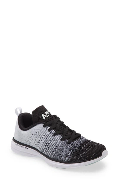 Apl Athletic Propulsion Labs Techloom Pro Knit Running Shoe In Black/ Heather Grey/ White
