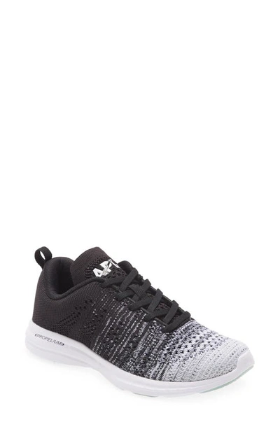 Apl Athletic Propulsion Labs Techloom Pro Knit Running Shoe In White/ Heather Grey/ Black