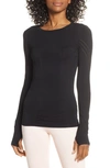 Blanc Noir Magnetic Mesh Inset Top In Black