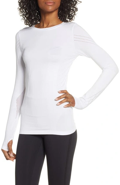 Blanc Noir Magnetic Mesh Inset Top In White