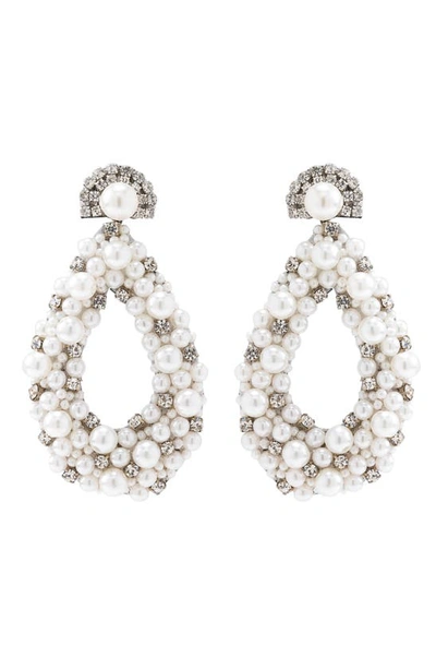 Deepa Gurnani Arabella Crystal Beaded Drop Earrings In Ivory