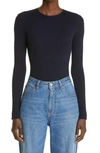 Victoria Beckham Open-back Ribbed Merino Wool Sweater In 7224 Navy Aw21