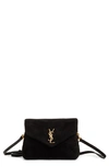 Saint Laurent Toy Loulou Calfskin Suede Crossbody Bag In Nero