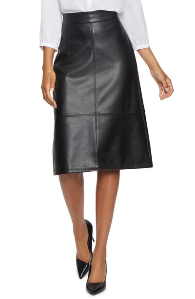 Nydj Faux Leather A-line Skirt In Black