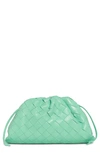 Bottega Veneta Green The Mini Pouch Leather Clutch Bag In Fountain Silver