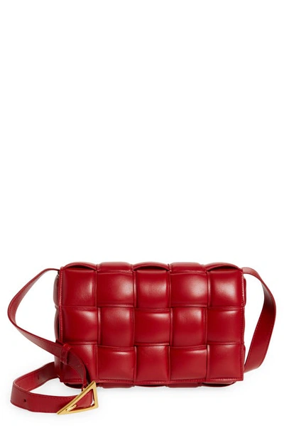 Bottega Veneta The Cassette Padded Leather Crossbody Bag In Dark Red Gold