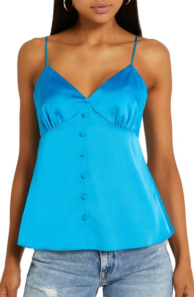 River Island Button Camisole In Blue