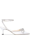 Mach&mach Double Bow 65mm Leather Pumps In White