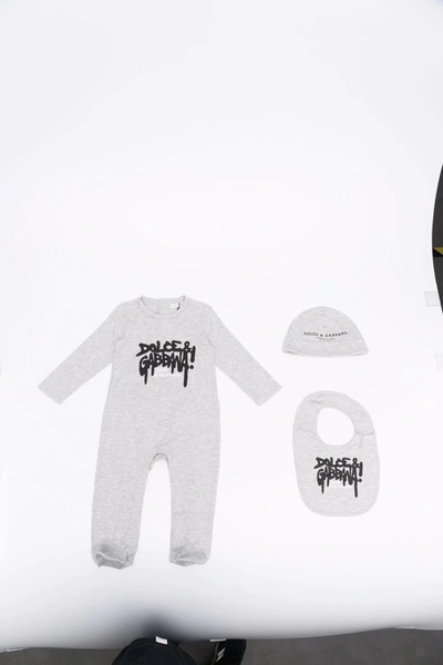 Dolce & Gabbana Graffiti-print Babygrow Set In Grey