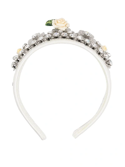 Dolce & Gabbana Kids' Crystal-embellished Floral Headband In White