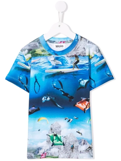 Molo Kids' Graphic-print T-shirt In Blue