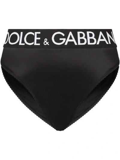 Dolce & Gabbana High-waisted Logo-waistband Briefs In Black