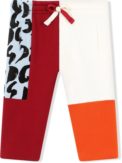 Dolce & Gabbana Babies' Colour-block Cotton Track Pants In White