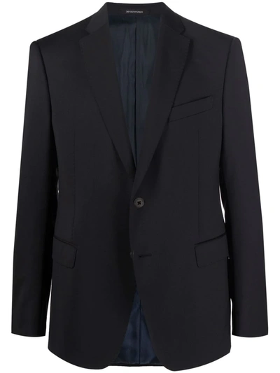 Emporio Armani Fitted Single-breasted Blazer In Black