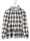 Il Gufo Checked Tiered Blouse In Grey
