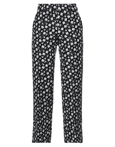 Boutique Moschino Floral-jacquard Straight-leg Pants In Black