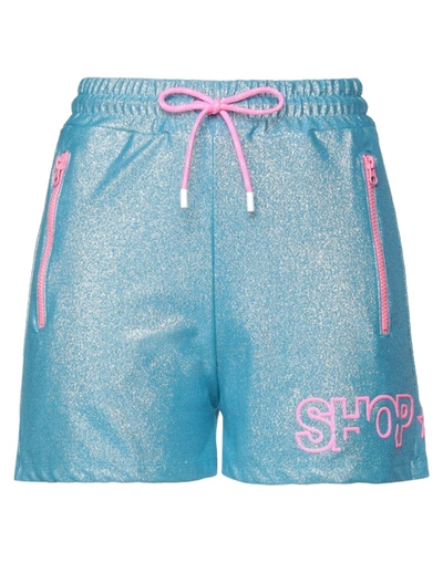 Shop ★ Art Woman Shorts & Bermuda Shorts Azure Size M Viscose, Elastane, Metallic Fiber, Polyamide In Blue