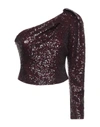 In The Mood For Love Nessa Sequined Top In Bordeaux