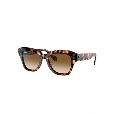 Ray Ban State Street Fleck Light Brown Gradient Square Unisex Sunglasses Rb2186 133451 49 In Pink Havana