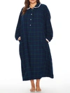 Lanz Of Salzburg Plus Size Peterpan Flannel Nightgown In Black Watch Plaid