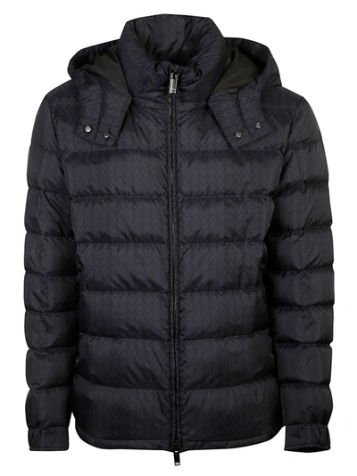 Valentino Iconographe Padded Jacket Hood In Blue