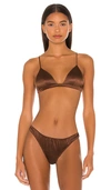 Fleur Du Mal Luxe Triangle Bra In Mocha