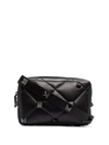 Valentino Roman Stud Diamond-quilted Shoulder Bag In Black