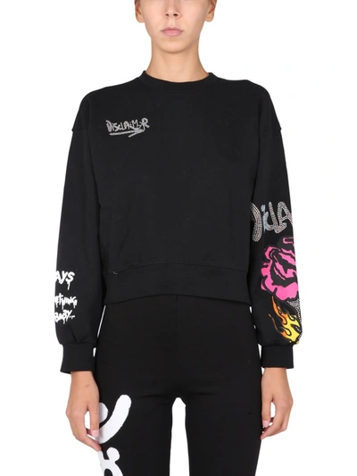 Disclaimer Cropped Sweatshirt In Black