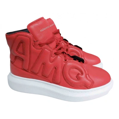 Pre-owned Alexander Mcqueen Oversize Leather High Trainers In Red