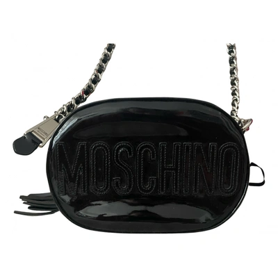 Pre-owned Moschino Patent Leather Handbag In Black