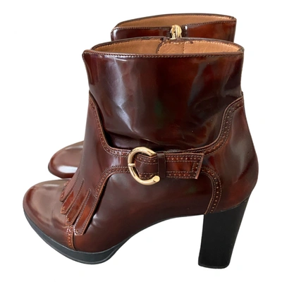 Pre-owned Fratelli Rossetti Leather Ankle Boots In Brown