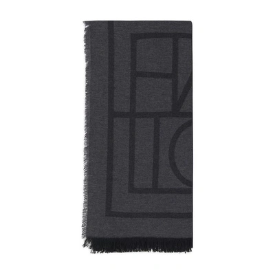 Totême Monogram Scarf In Dark Grey Monogram