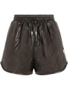 Dolce & Gabbana Quilted Leather Track Shorts In Schwarz