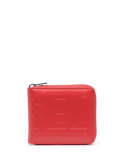 Diesel Logo-embossed Wallet In Rot