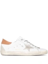 Golden Goose Super-star Sneakers With Ice-gray Suede Star And Light Brown Heel Tab Shoes In Weiss