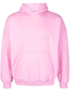 Balenciaga Wide Fit Embroidered Logo Cotton Hoodie In Rosa