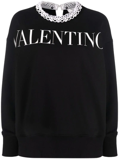 Valentino Logo-print Long-sleeve Sweatshirt In Black