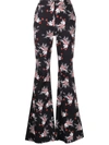 ADAM LIPPES FLARED FLORAL-PRINT TWILL TROUSERS